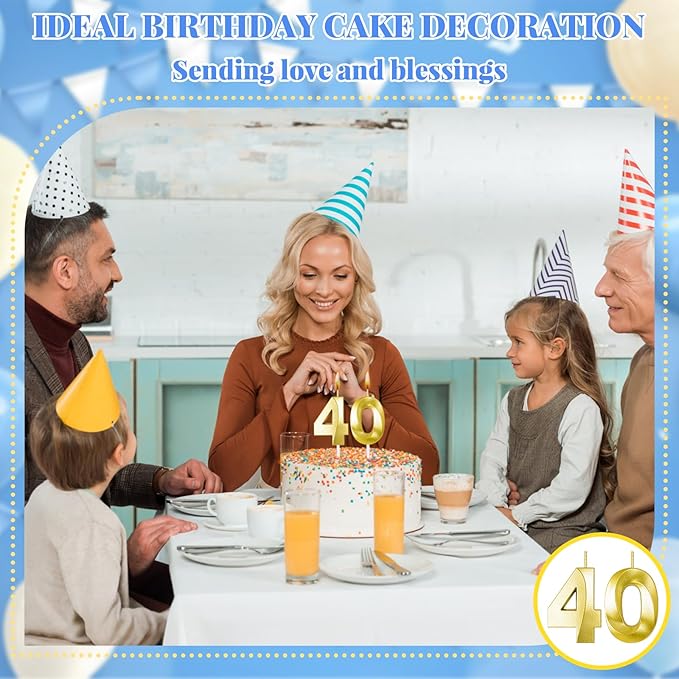 40th Birthday Candles for Cake,Birthday Decorations for Him Her,Number Candles for Cake Toppers Party Anniversary