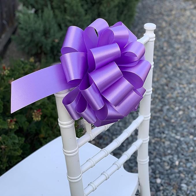 Large Lavender Ribbon Pull Bows - 9" Wide, Set of 6, Easter, Spring, Valentine's Day, Wedding, Reception, Mother's Day, Birthday, Baby Shower, Anniversary, Fundraiser, Party Decoration, Office