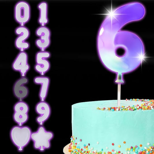 ArtCreativity LED Numeric Birthday Cake Topper - Light Up Number Cake Toppers with 3 Eye-Catching Modes - Anniversary and Birthday Cake Decorations - LED Cake Decor for Any Age (#6)