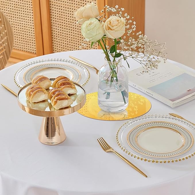 12 Pcs 10 Inch Acrylic Round Mirrors for Centerpieces Gold Circle Mirror Candle Plates Non Glass Candle Tray Mirror Plates for Wall Wedding Table Centerpieces Round Mirrors Tray for Baby Shower Party