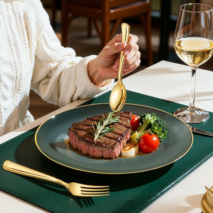 WDF 300Pcs Green Plates Disposable - Heavy Duty Green Plates - 50Guest Green Plastic Dinnerware Include 50 Dinner Plate, 50 Dessert Plate, 150 Cutlery & 50 9oz Cups for Parties/Wedding/Party