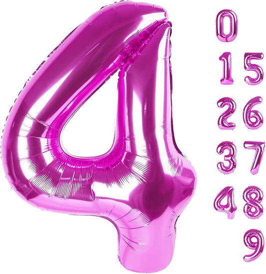 40 Inch Large Numbers Balloon, 4 Rose Purple Ballon for 4th 14 40 44 Birthday Party, Balloon 4 Number for Graduations Wedding Supplies