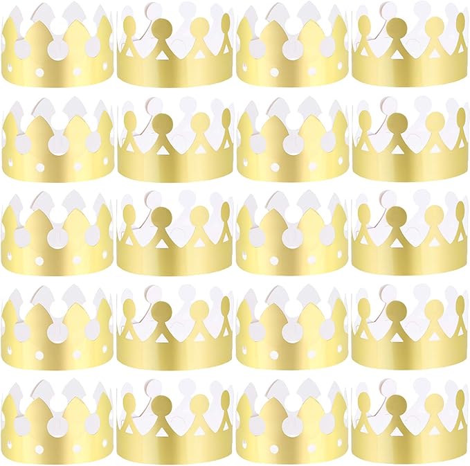 LOCOLO 30 Pieces Golden Paper Crown Gold Paper Crowns Birthday Party Bulk Crown Party Crowns Hats King Crown for Adults Students Hat Party Supplies Favors Celebration Photo Props