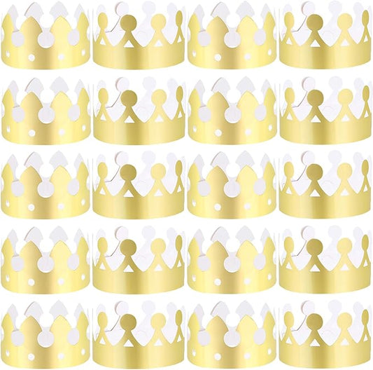 LOCOLO 30 Pieces Golden Paper Crown Gold Paper Crowns Birthday Party Bulk Crown Party Crowns Hats King Crown for Adults Students Hat Party Supplies Favors Celebration Photo Props
