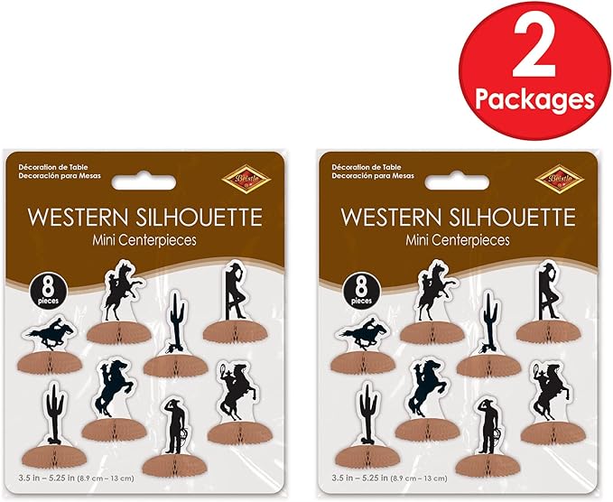 Beistle 16 Piece Western Silhouette Mini Table Centerpieces Wild West Cowboy Party Decorations