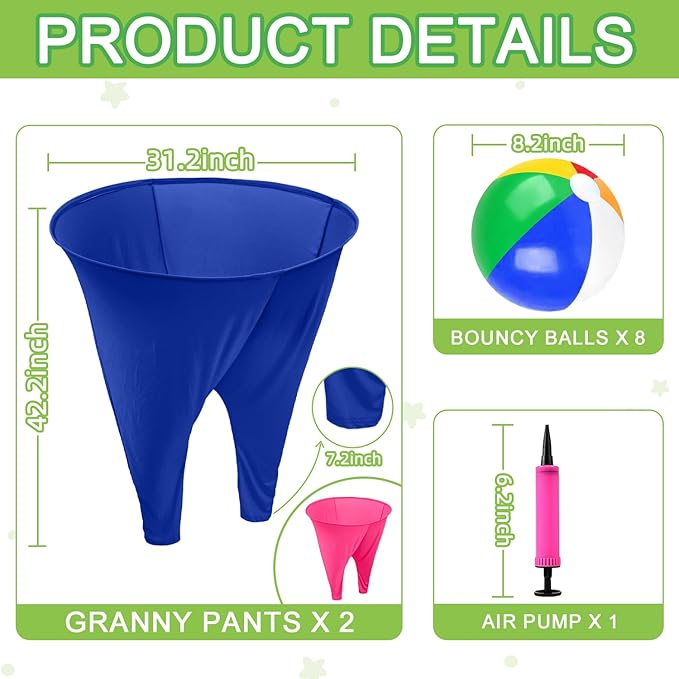 Granny Pants Yard Game Freaky Party Games Pants with Bouncy Balls and Air Pump Oversized Granny Pants Outdoor Game for Adults and Family Interactive Throwing Game for Group Gatherings