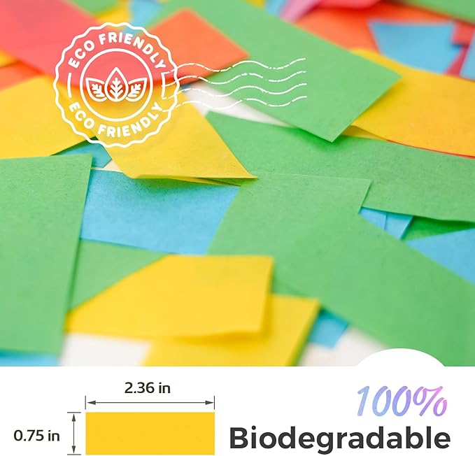 1.2LBS Confetti, Multicolor Biodegradable Confetti - Rectangular Fluttering Tissue Paper Confetti for Cannon and Launcher use – Parties, Concerts and Weddings for Events (Dopamine color)