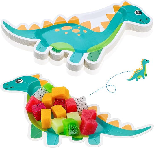 meekoo 24 Pcs Dinosaur Party Paper Plates Dinosaur Theme Party Decorations for Dinner Dessert Picnic Birthday Wedding Baby Shower