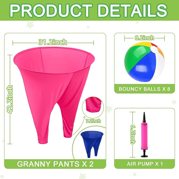 Granny Pants Yard Game Freaky Party Games Pants with Bouncy Balls and Air Pump Oversized Granny Pants Outdoor Game for Adults and Family Interactive Throwing Game for Group Gatherings