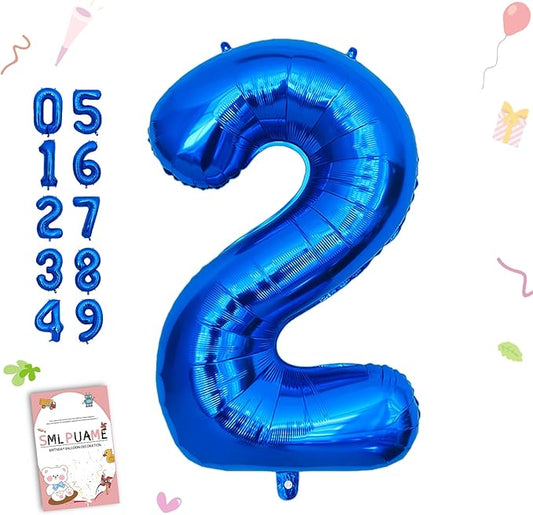 40 Inch Navy Blue 2 Balloon for 2nd Birthday Party, Blue Two Number Balloon 12 21 22 Birthday Decorations for Boys Girls Men Women, Helium Giant Foil Number 2 Balloon