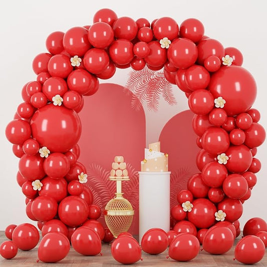Voircoloria 90pack Red Balloons Different Size 18/12/10/5 Inch Red Balloon Garland Arch Kit for Valentine's Day, Graduation, Wedding, Birthday, New Year, Baby Shower, Christmas Party Decorations