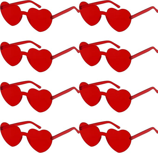 2/4/8/12/20 Pairs Heart Shaped Sunglasses Transparent Heart Glasses Rimless Trendy Eyewear for Valentines Party Favor