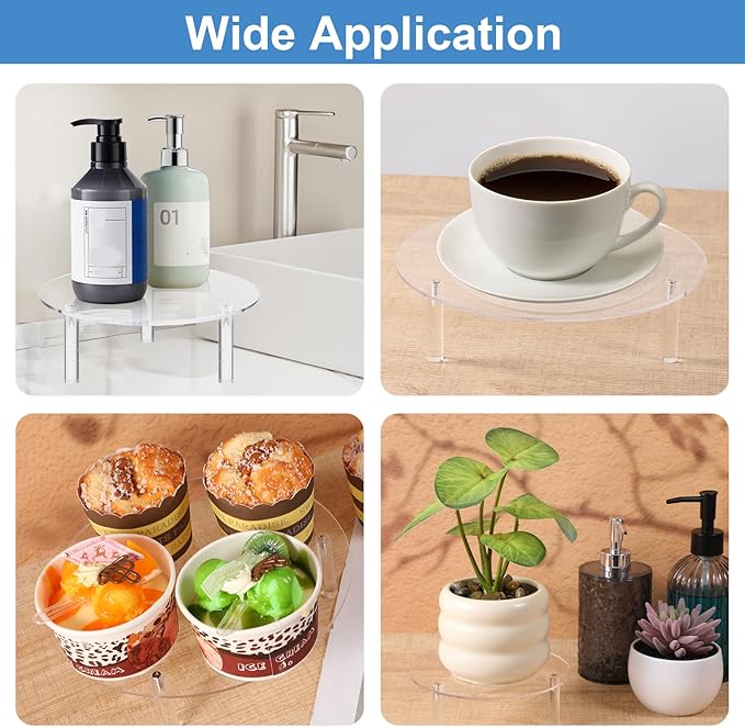 6 Pcs Clear Acrylic Risers Display Stands, Round Transparent Acrylic Risers for Display with 3 Sizes (5"/5.9"/7.9" Diameter) for Cake, Jewelry, Collectibles, Cupcakes, Figures, Home Decor