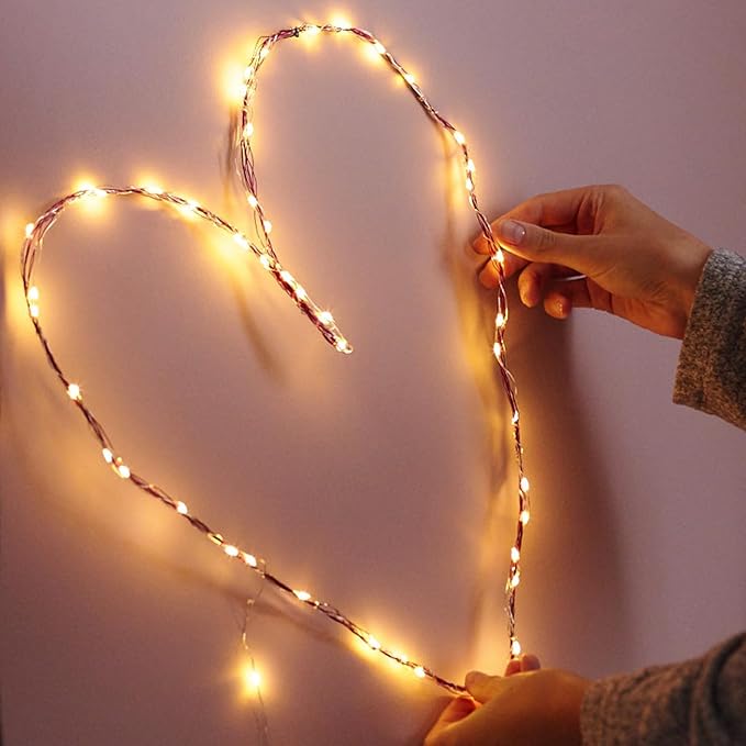 Aogist 16FT Fairy Lights with Spool,Ultra-Bright 50 LEDs Battery Operated Copper Wire String Light for Bedroom Christmas Wedding Centerpiece Parties Decoration,Warm White