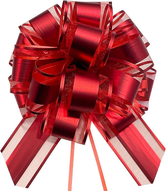 Red Bows for Gift Wrapping, 6 inches, Gift Bows for Gift Wrapping, Wedding, Christmas, Bithday, Flower Decorations, Basket Decorations (Red, 6PCS)