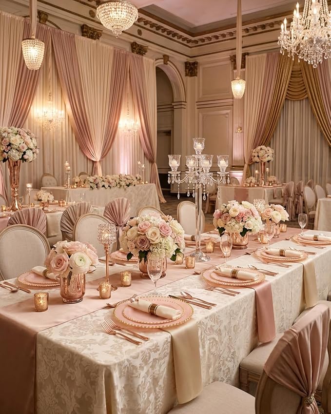 Supernal 30 Pack Pre Rolled Rose Gold Plastic Silverware with Linen Feel Napkin, Heavy Duty Disposable Wrapped Cutlery Set for Bridal Showers, Weddings, Birthdays & 2026 Graduations