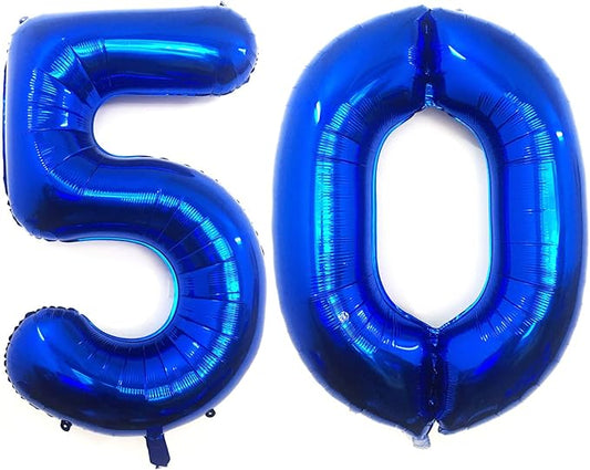 40 Inch Navy Blue 50 Number Balloons Giant Jumbo Huge 50 Foil Mylar Helium Number Digital Balloons Dark Blue Birthday Mylar Digital Balloons 50th Birthday Parth 50th Anniversary Events Party