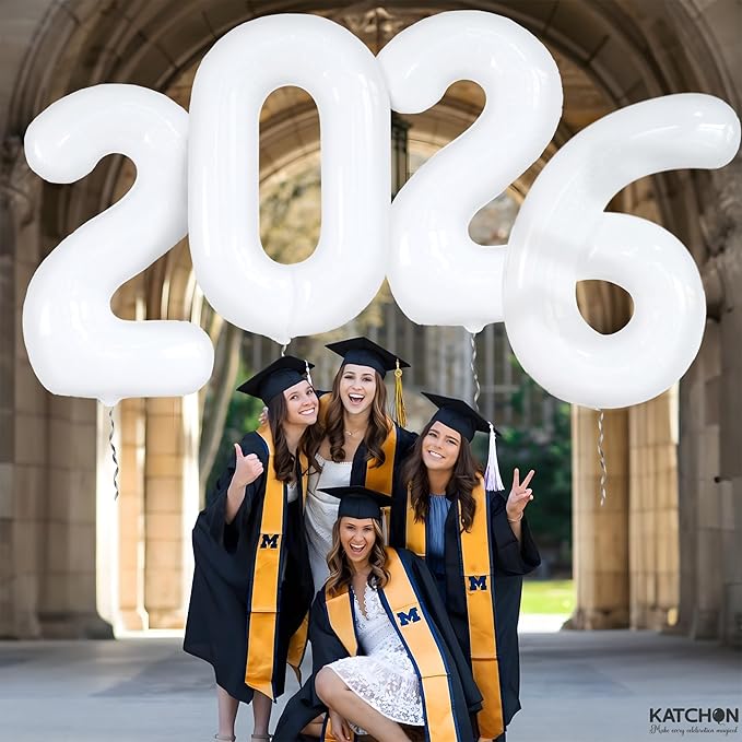 White 2026 Balloons 42 Inch, Giant - White Graduation Decorations 2026, Foil Number 2026 Graduation Balloons Class of 2026 Decorations | Graduation Party Decorations | Prom Decorations 2026, Katchon