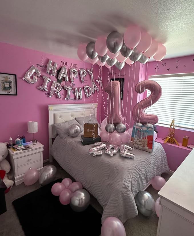 Pastel Pink 1 Balloons, 40 Inch Large Light Pink Foil Number Balloons 0-10, Self-Sealing 1st Birthday Balloon for Girls Women Anniversary Baby Shower Princess Party Decorations Supplies