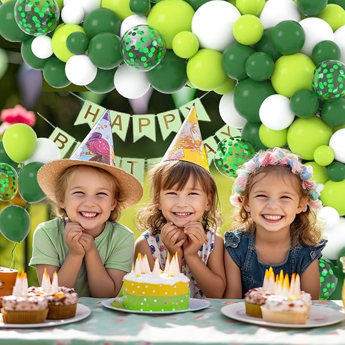 Lime Green White Balloon Garland Arch Kit - 122PCS Green White Balloon Dark Green Balloons for Wedding Birthday Jungle Safari Baby Shower Graduation St Patrick Party Decorations