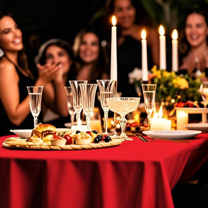 8 Pack Plastic Tablecloth 54" x 108" Disposable Table Cloths for 6 to 8 Foot Tables Rectangle Table Cover for Parties (Red, Rectangle)