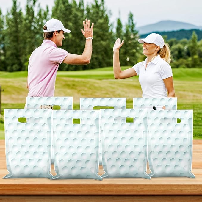 50 Pieces Golf Gift Bags with Handle, Plastic Treat Candy Bag Sport Favor Bags For Kids Birthday Party Decoration Supplies