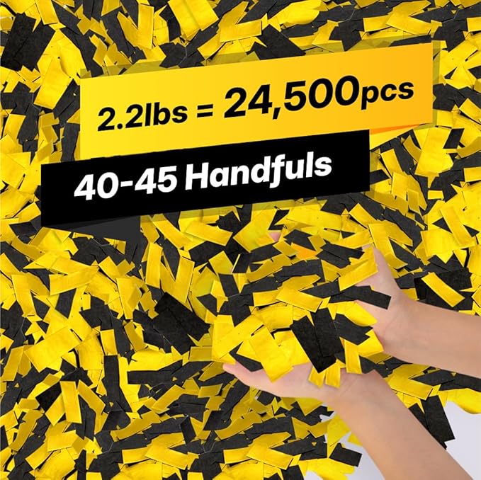 Black & Gold Bulk Confetti Paper 2.2lbs/1kg – Biodegradable Tissue Paper Confetti, Non-Staining, Fire-Resistant | Parties, Events, Graduation, Confetti Launcher Machine Refill
