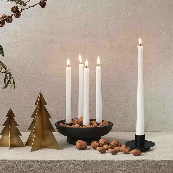 Matte Black Taper Candle Holder Set of 2, Elegant Round Pillar Candle Holders for Dining Table, Wedding Candlestick Holders, Home Decor, Housewarming Gifts