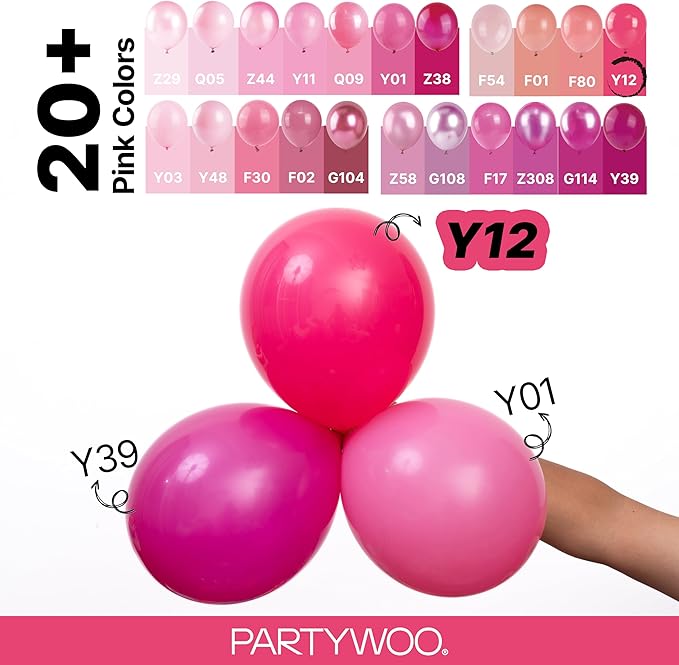 PartyWoo Hot Pink Balloons 152 pcs Different Sizes of 18 12 10 5 Inch Magenta Fuchsia Balloon Arch Kit Garland for Baby Shower Wedding Bridal Shower Anniversary Birthday Party Decorations Pink-Y12