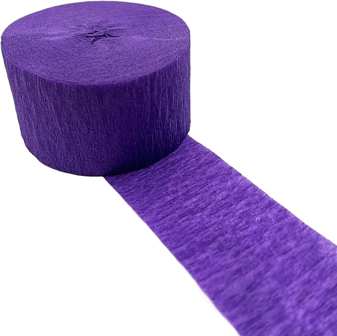 K-Kraft USA-Made Hanging Decorative Crepe Paper Streamers for Birthday, Party, Holiday, School, Wedding, Shower, or Graduation (Purple and Gold Yellow, 2 Rolls Each)