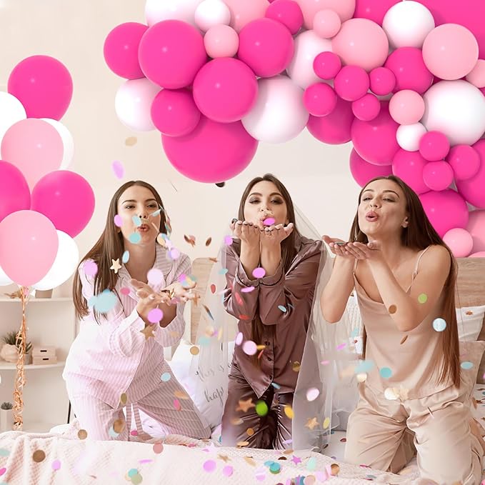 Rose Red Pink White Balloon Garland Arch - Lihgt Pink White Balloons Rose Red Balloons Valentines Party Balloons for Wedding Anniversary Girl Birthday Baby Shower Bridal Shower Party Decors