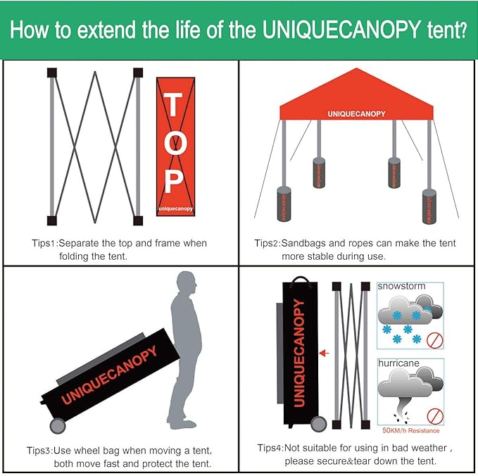 10'x10' Pop Up Canopy Tent Commercial Instant Shelter with Heavy Duty Roller Bag, 4 Canopy Sand Bags, 10x10 FT Red