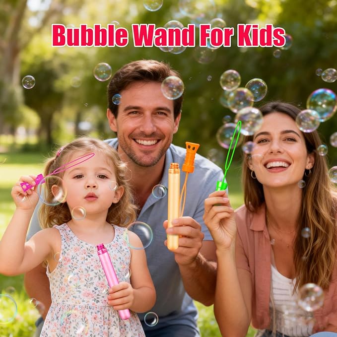 SpringFlower Bubble Wand, Bubble Wands Bulk, Bubble Party Favor Supply for Summer Indoor & Outdoor Activities, Bubble Solution Summer Toy in 6 Colors, Birthday,24 Pack