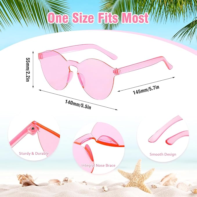 Pibupibu 40 Pack Colorful Round Rimless Party Sunglasses Bulk, Party Favors Sunglasses for Adults, Candy Color