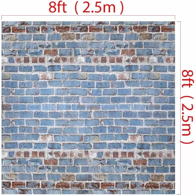 Kate 8x8ft Brick Wall Backdrop for Photography Blue Brick Photo Background Birthday Party Decoration