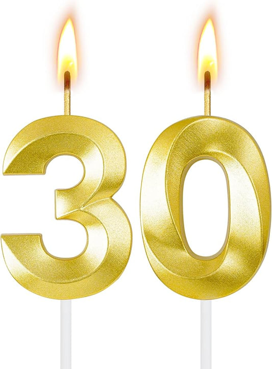 30th Birthday Candles for Cake,Birthday Decorations for Him Her,Number Candles for Cake Toppers Party Anniversary (30)