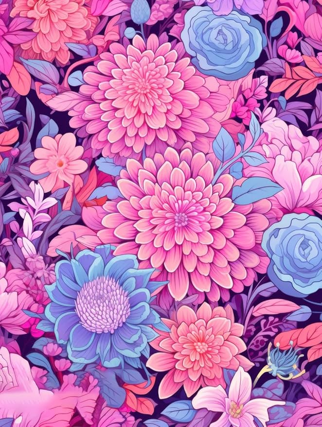 Vibrant Floral Outdoor Rug Modern Flower Texture Rugs for Patio Deck Porch Balcony Waterproof Non Slip Camping Garden Large Outside Carpet Easy Clean Machine Washable Pool Mat Pink Purple 6x9