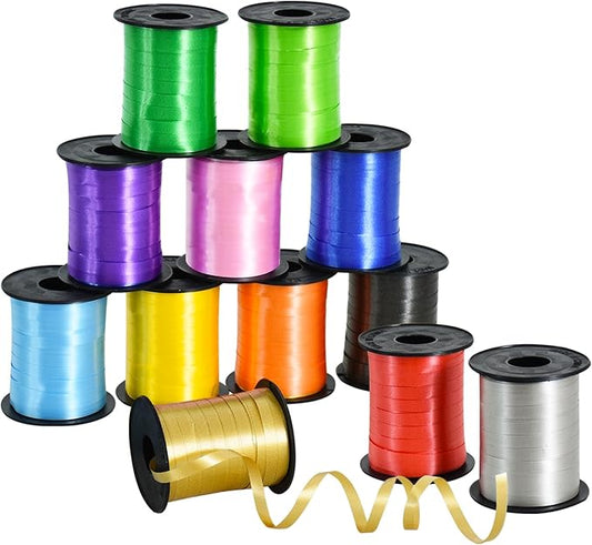 TONIFUL Curling Ribbon-12 Assorted Colors Balloon Curling Ribbons Set-240 Yards Balloon String for DIY Decor,Gift Wrapping,Ribbons and Bows for Christmas New Year Birthday Gifts Graduation Supplies