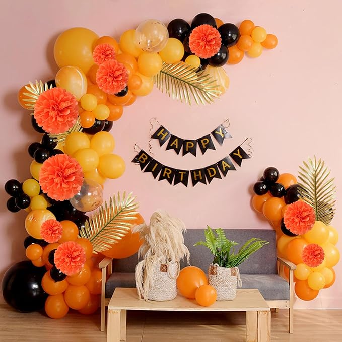 20 PCS Orange Tissue Paper Pom Poms, Tissue Pom Poms Flowers, Sizes of 6", 10", 12", 14" Hanging Paper Flower Ball for Wedding, Birthday, Halloween, Christmas, Baby Shower Party Decor