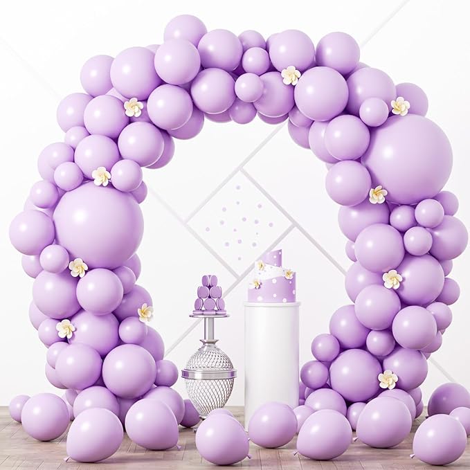 Voircoloria 90pack Pastel Purple Balloons Different Size 18/12/10/5 Inch Pastel Purple Balloon Garland Arch Kit for Graduation, Wedding, Birthday, Baby Shower, Anniversary, New Year Party Decorations