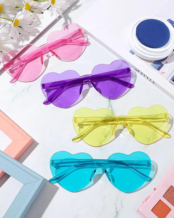 Colzzy 16 Pair Heart Shaped Sunglasses Bulk Witch Birthday Party Sunglasses Candy Color Eyewear for Party Women