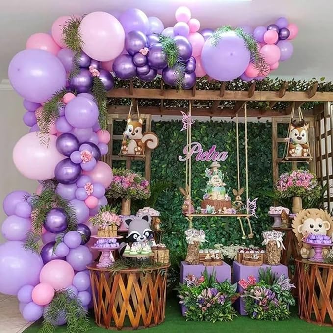 YMSZ Pink and Purple Balloons, 136pcs Pink and Purple Balloons Garland Arch Kit with Different Sizes for Girls Women Birthday Baby Shower Wedding Party Decorations
