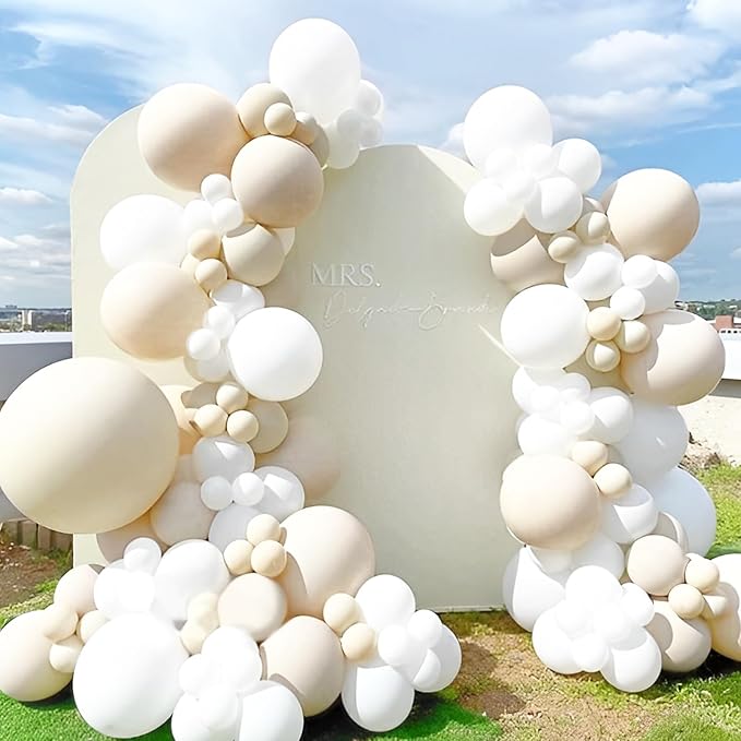 Voircoloria White Sand Balloons, 66pack 12inch Sand White Latex Party Balloons for Wedding, Bridal, Baby Shower, Birthday, Graduation, Anniversary, Bachelorette, Engagement Party Decorations