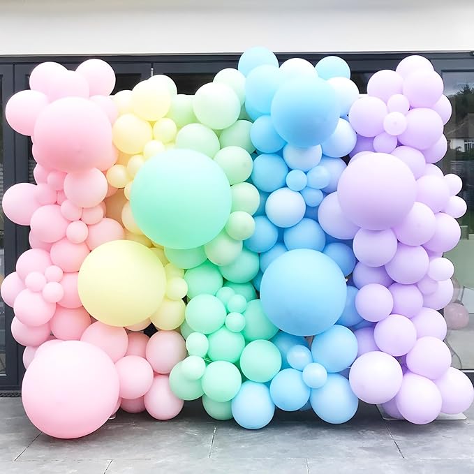 Voircoloria 95pack Pastel Balloons Different Size 18/12/10/5 Inch Pastel Balloon Garland Arch Kit for Graduation, Wedding, Birthday, Princess Theme, Easter, Baby Shower, Anniversary Party Decorations