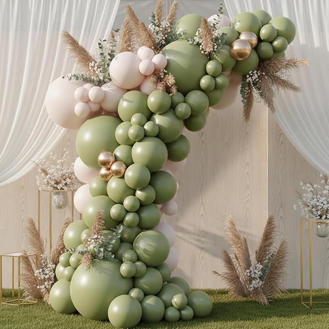 RUBFAC Sage Green Balloons 87pcs Different Sizes 18 12 10 5 Inches, Olive Green Latex Balloons Arch Kit Garland for Birthday Wedding Graduation Baby Shower Party Decoration