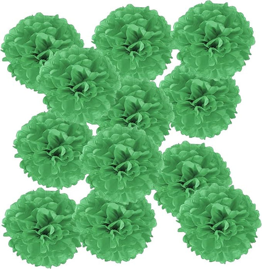 PATIKIL 8inch Tissue Paper Pom Poms, 12PCS Pom Poms Paper Flowers Ball Tissue Paper Flowers for Wedding Bridal Shower Birthday Bachelorette Party Backdrop Decoration, Green