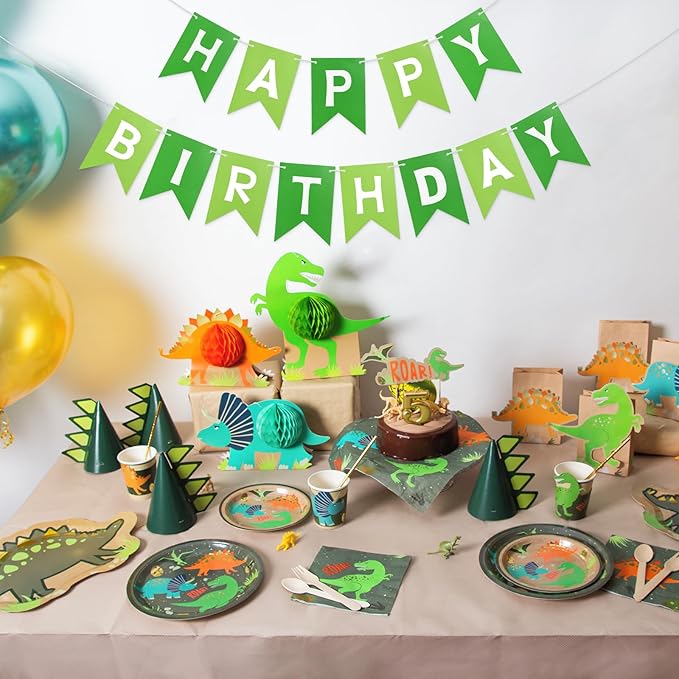 Pre-Strung Green Happy Birthday Banner Signs Party Decorations for Women Men Girls Boys