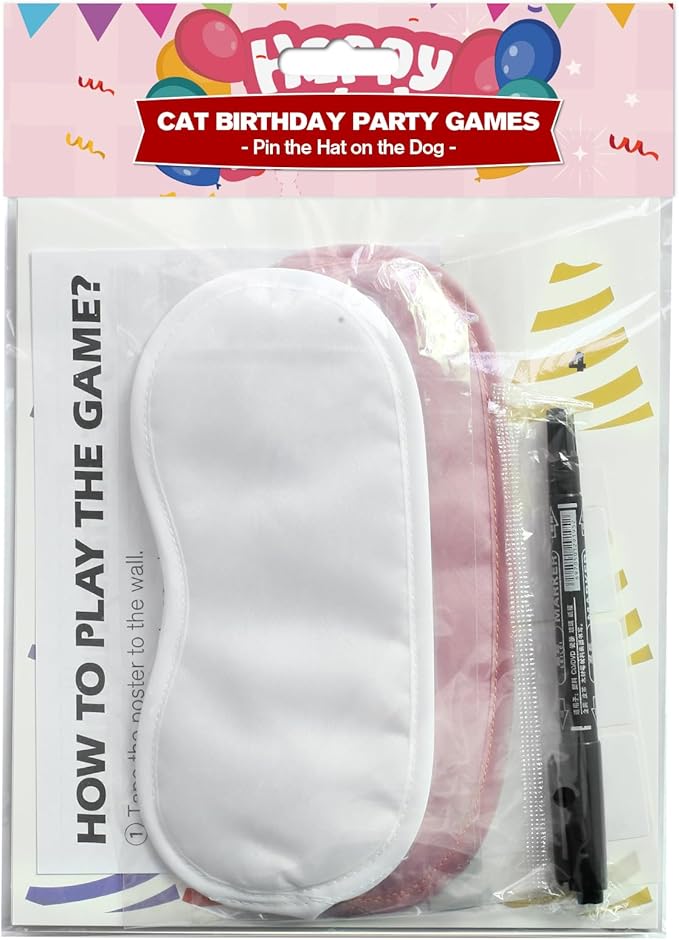 PARTYLOUD Dog Birthday Party Games, Pin The Hat on The Dog, Dog Themed Pet Party Games Toddlers Preschool Party Supplies Favors for Boys Girls Adults 24 Guests