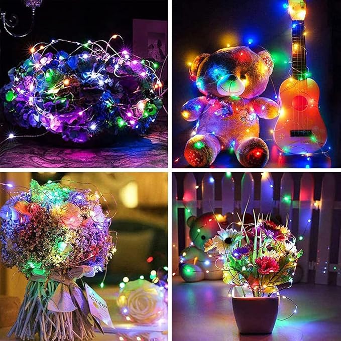 12 Pack Fairy Lights Battery Operated String Lights，7FT 20LED Waterproof Silver Wire Christmas Lights Outdoor,Firefly Mini Lights for Bedroom Party Birthday Wedding Indoor Decorations.
