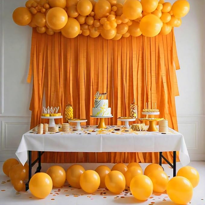 Captain Décor 4 Orange Streamers, 382ft Crepe Paper Streamers Party Decorartions, Orange Birthday Decorations Crepe Paper Rolls (1.8 inch x 82 ft/Roll)